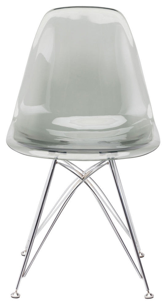 Stylus Polycarbonate Chromed Steel Base Dining Chair, Gray