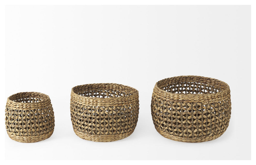 Set of Three Round Wicker Baskets