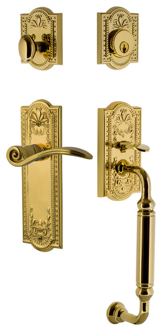 Meadows Plate C Grip Entry Set Swan Lever, Lifetime Brass, 2-3/4", Left
