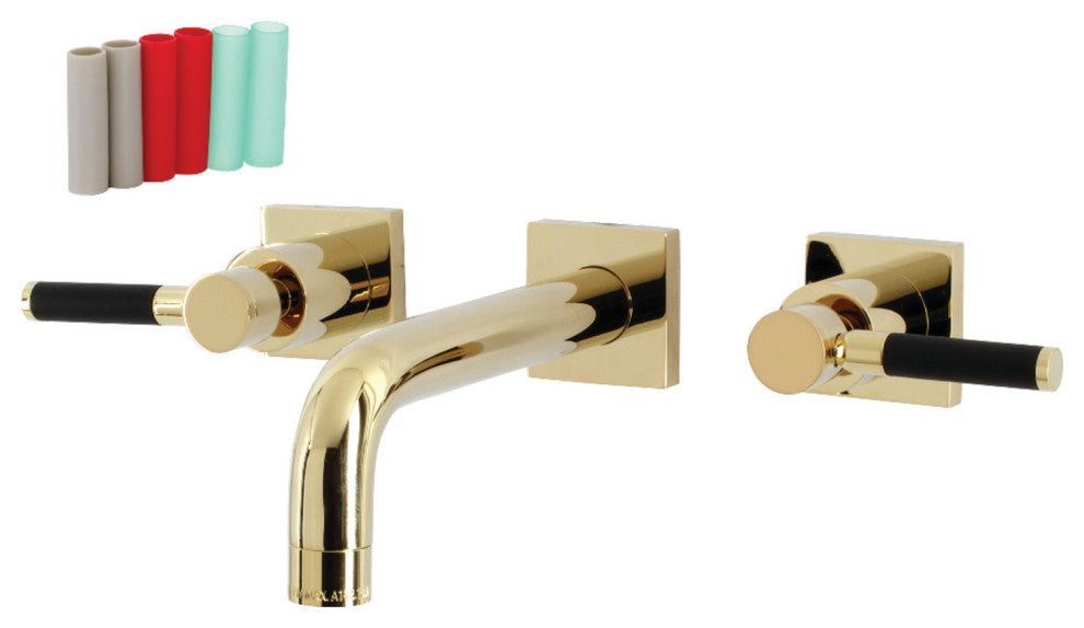 Kingston Brass KS6122DKL Two-Handle Wall Mount Bathroom Faucet, Polished Brass