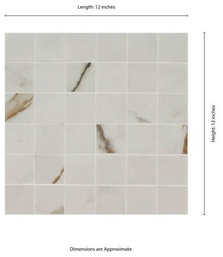 Regallo Calacatta Marbella 2X2 Matte Porcelain Mosaic, 10 Sheets