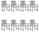 Vidaxl Garden Chairs With Cushions, Set of 8, Solid Acacia Wood Gray