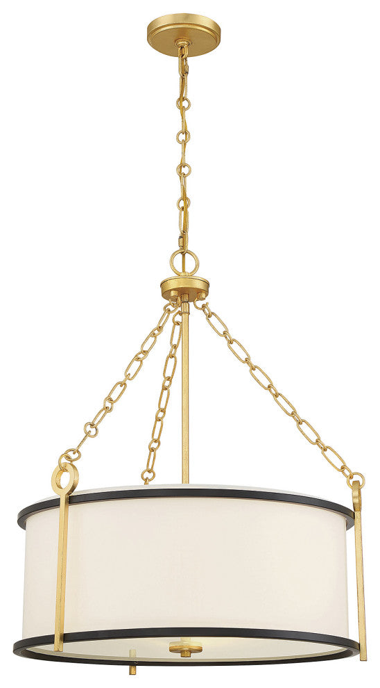 Kian 3-Light Pendant, Matte Black With True Gold