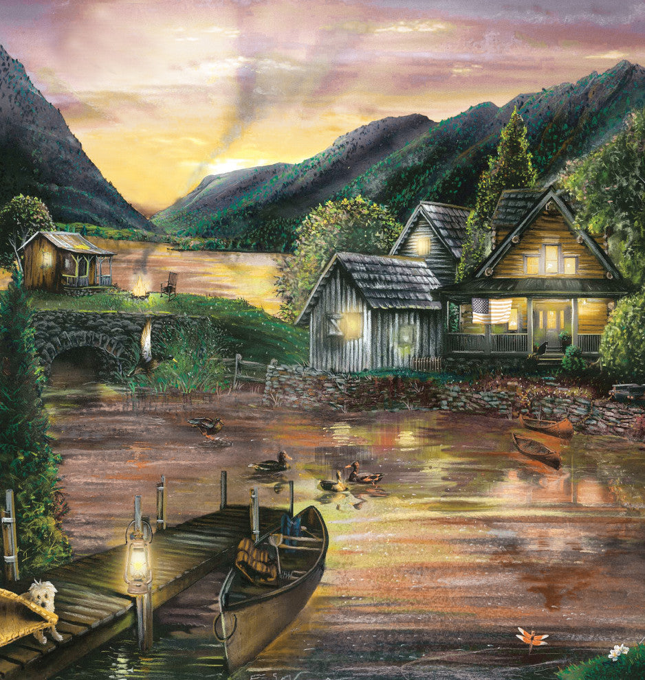 Laural Home Scenic Lake 17" x 18" Woven Decorative Pillow