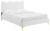 Current Performance Velvet Queen Platform Bed, White