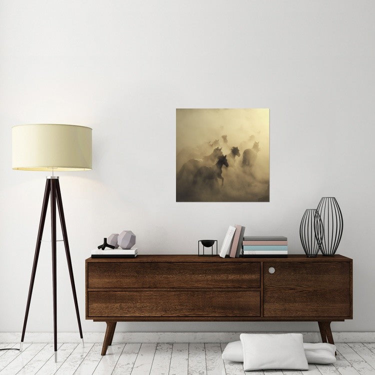 "Migration Of Horses" Stretched Canvas Giclee by Huseyin Taskin, 30x30"
