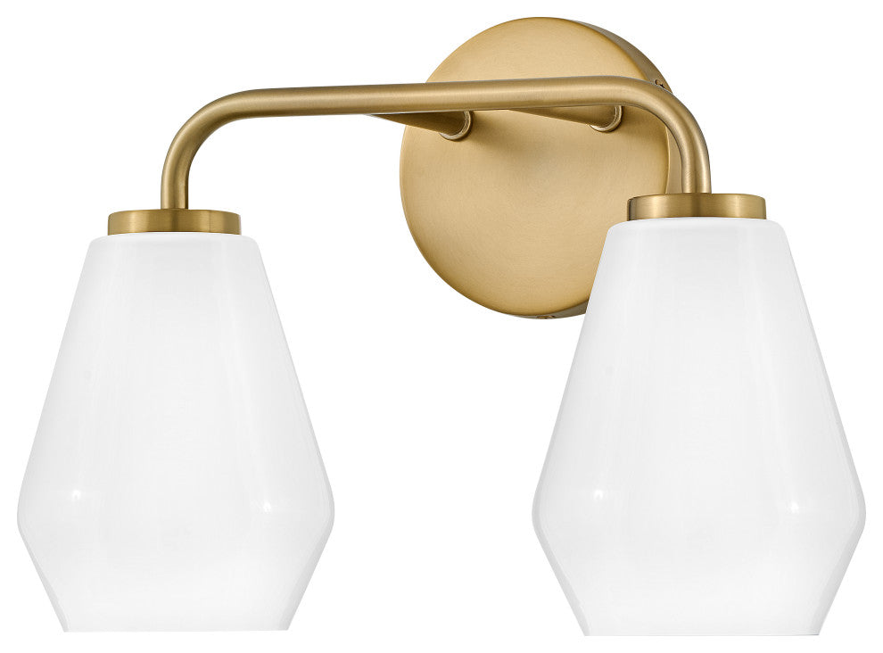Lark Gio 14.75" Two-Light Bath Vanity Fixture, Lacquered Brass