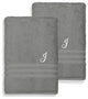 Denzi Bath Sheets With Monogrammed Letter, Set of 2, J