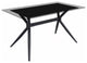 Elega Series Black Carbon Steel Dining Table 62 With Clear Glass Top