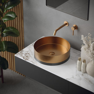 Karran Cinox Stainless Steel Round Vessel Sink, Brushed Copper and Gunmetal Grey