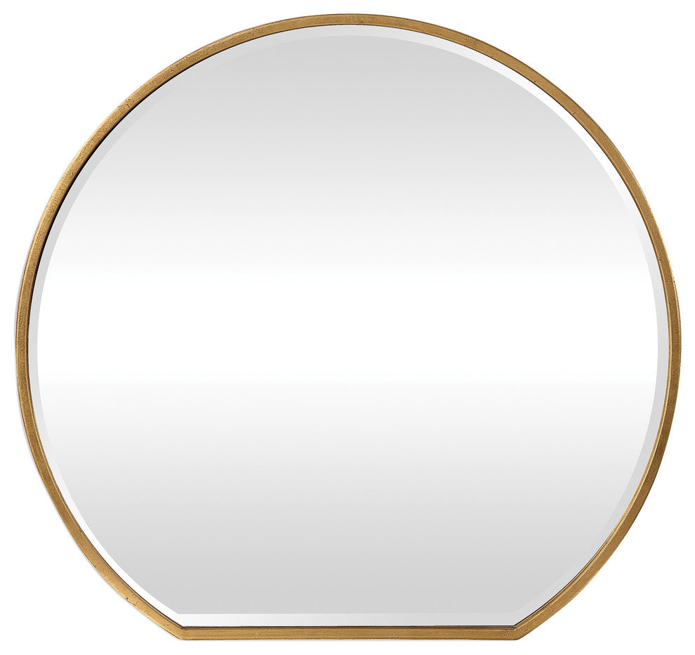 Luxe Gold Iron Round Arch Wall Mirror, 42" Sunrise Vanity Circle Thin Frame