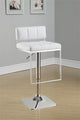 Adjustable Modern Low Back Bar Stool With Chrome Base, White