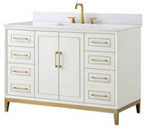 Gracie Bathroom Vanity, Satin White/Satin Brass, 48"