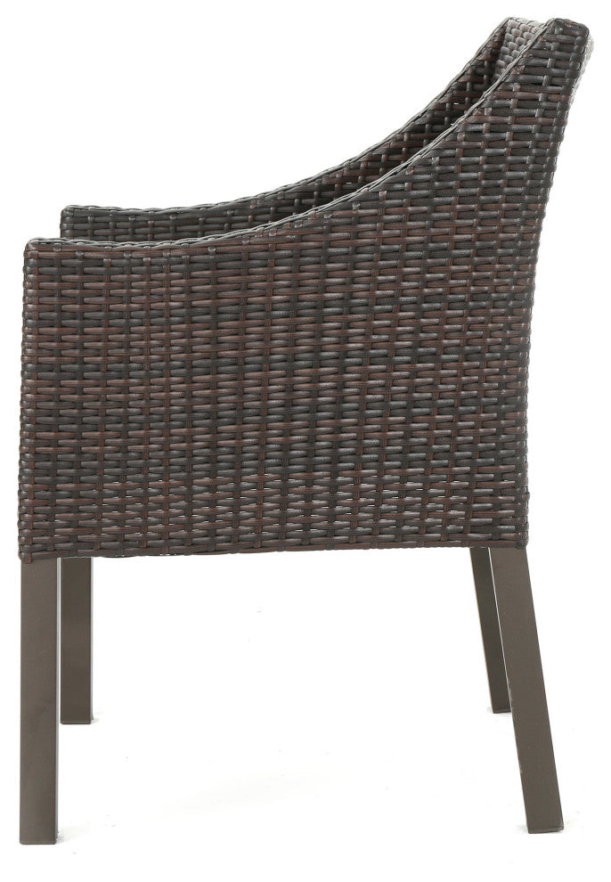 GDF Studio Antioch Outdoor Wicker Dining Chairs, Set of 2, Multi-Brown/Beige