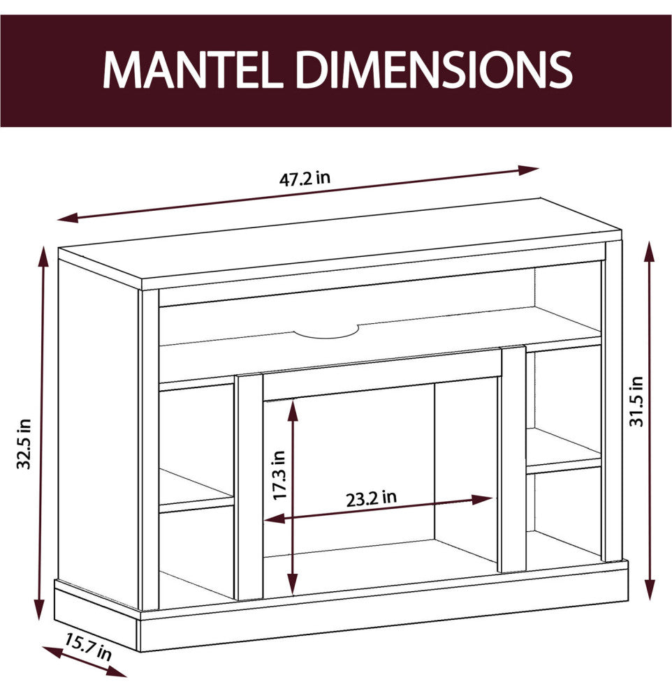 Seville Electric Fireplace Heater With 47" TV Stand, Multicolor Flames, Mahogany
