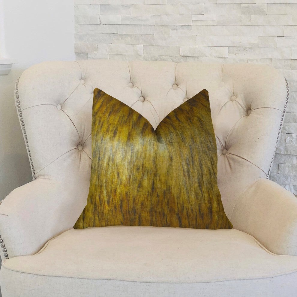 Golden Spirit Wolf Light and Dark Brown Handmade Luxury Pillow, 22"x22"