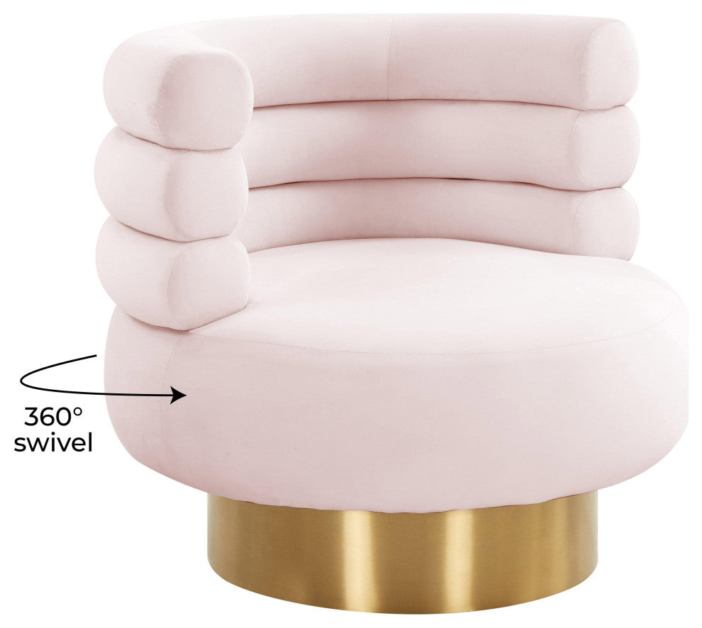 Naomi Blush Velvet Swivel Chair, Blush