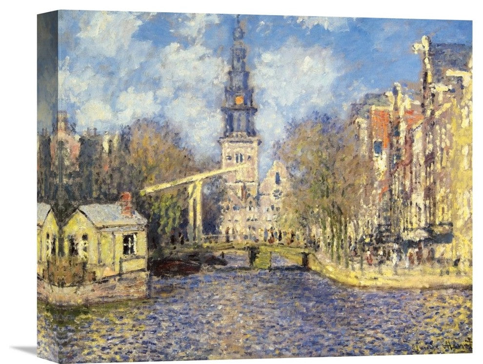 "The Zuiderkerk At Amsterdam" Stretched Canvas Giclee by Claude Monet, 16"x13"