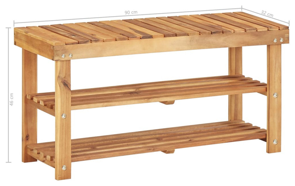 vidaXL Shoe Rack Bench 2-Tier Shoe Storage Organizer Shelf Solid Acacia Wood