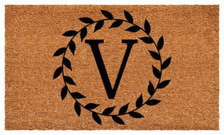 Calloway Mills Laurel Wreath Doormat, Letter V
