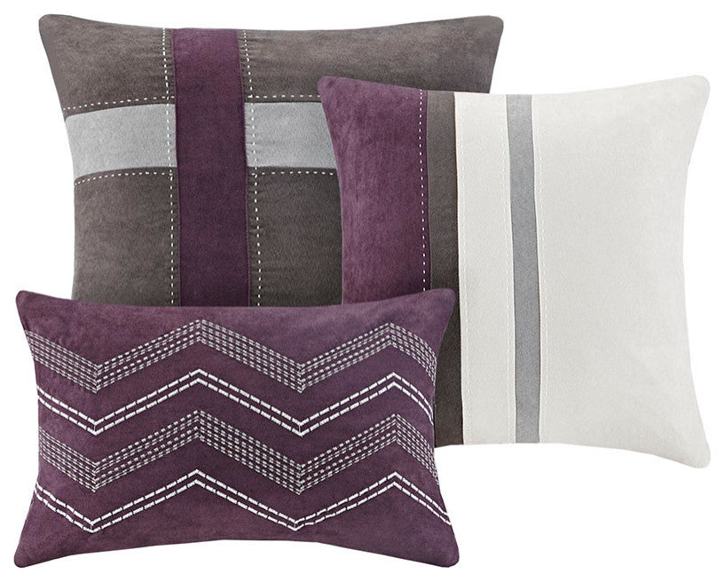 Madison Park Palisades Palizzate Suede 7-Piece Comforter Set, Purple, Cal King