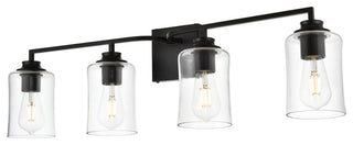 4 Light Black And Clear Bath Sconce