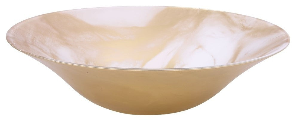 Classic Touch White Gold-Marble Salad Bowl