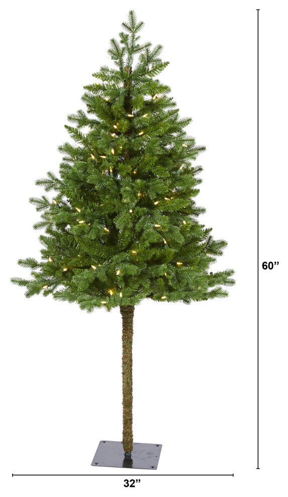 5' Swiss Alpine Faux Xmas Tree W/ 150 Clear LED Lights and 270 Bendable Branches