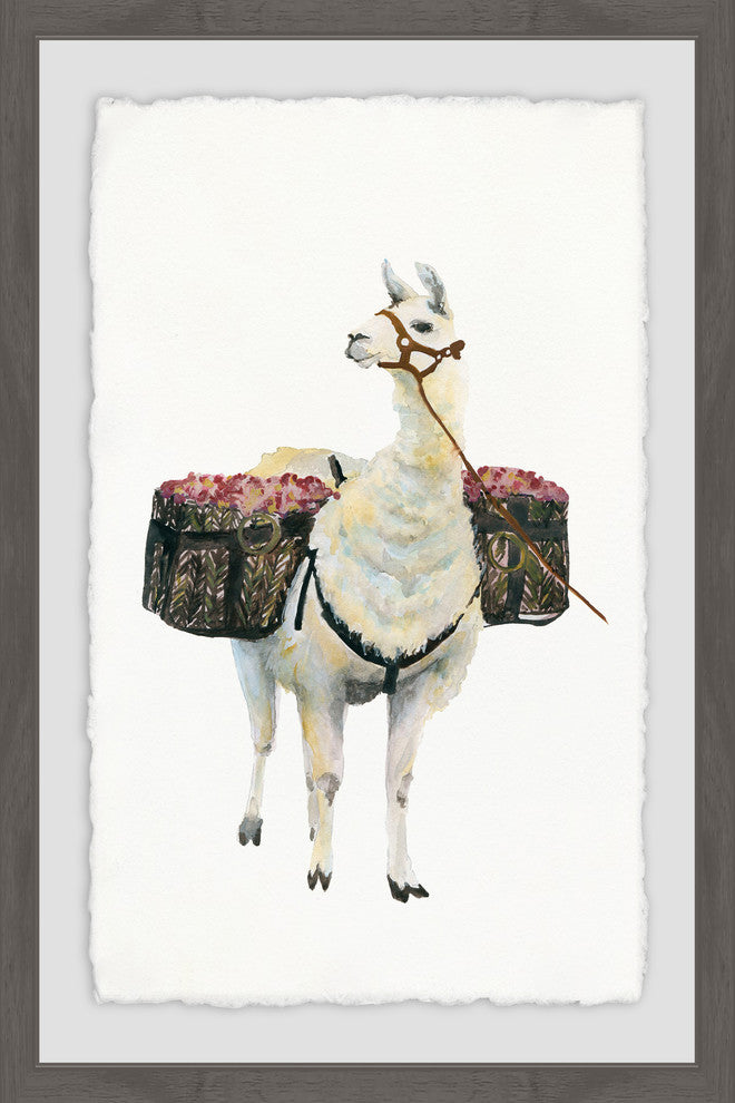 "Working Llama" Framed Painting Print, 20"x30"