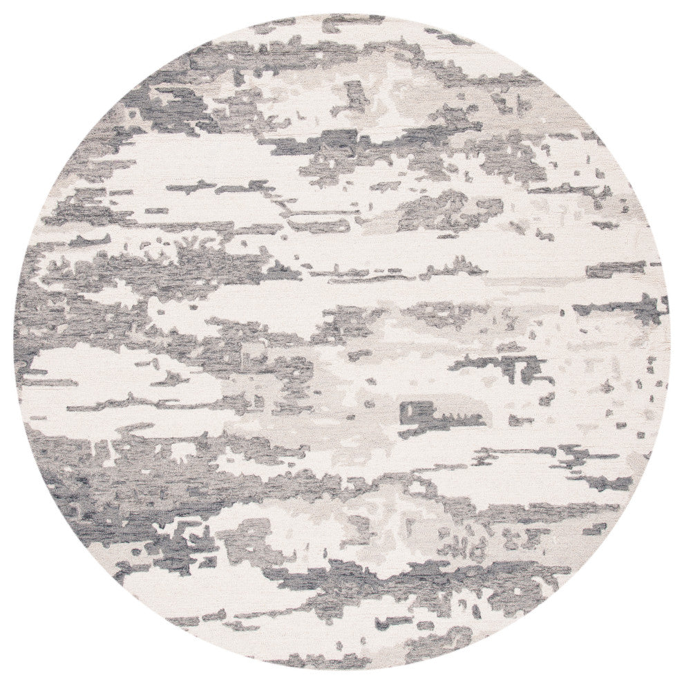 Safavieh Couture Abstract Collection, ABT465 Rug, Charcoal/Ivory, 4' Round