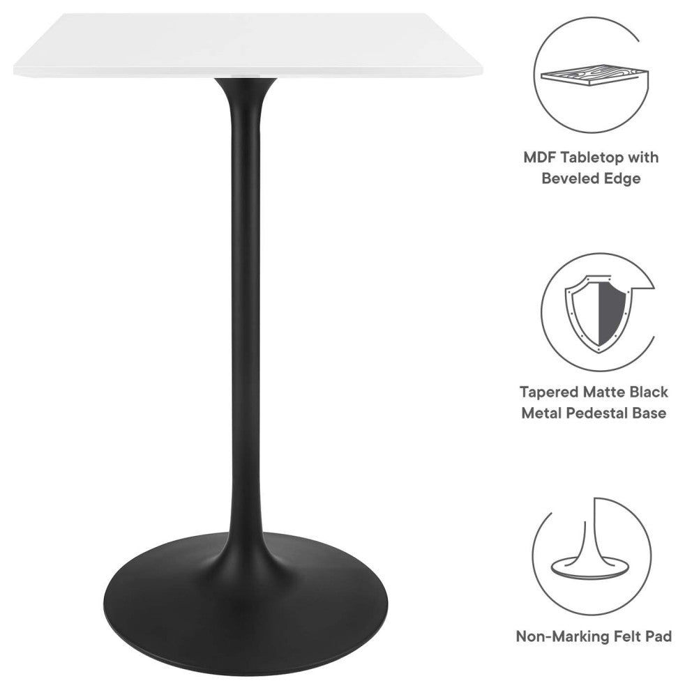 Lippa 28" Square Wood Top Bar Table