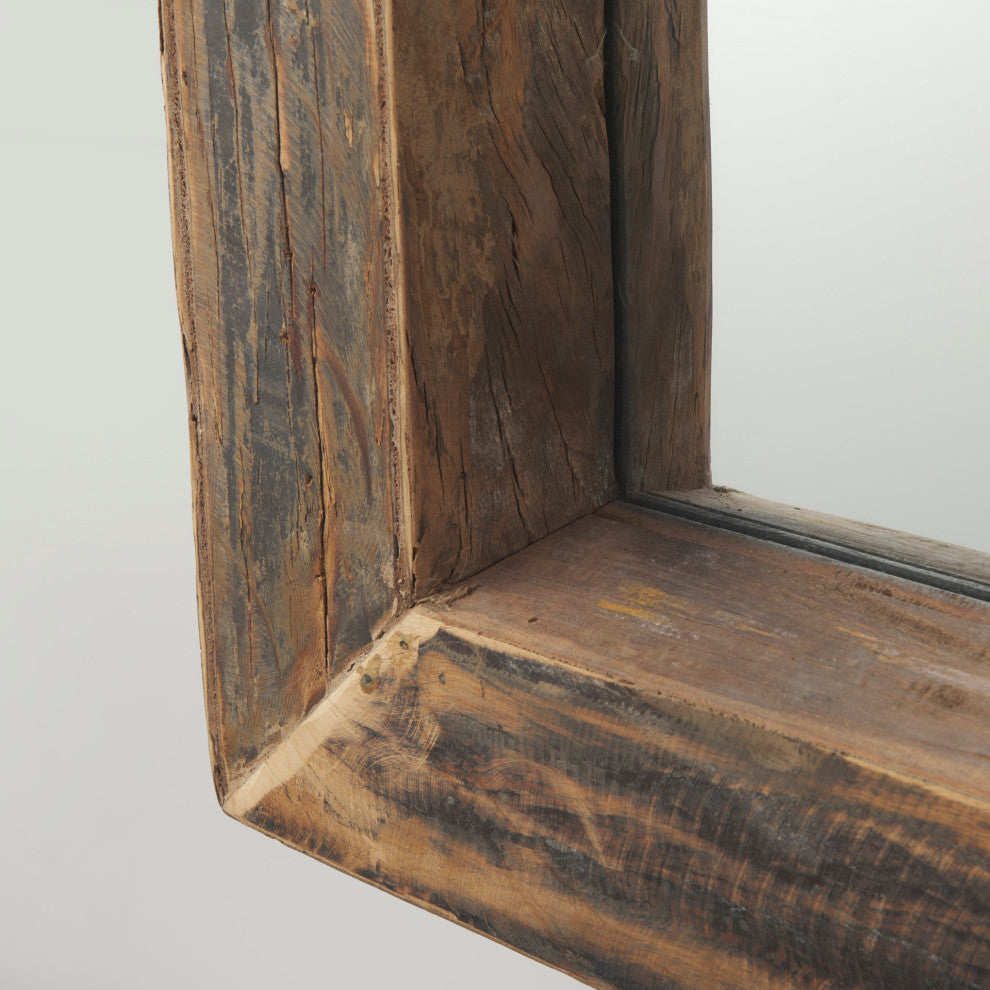 Gerome Brown Solid Wood Frame Rectangular Wall Mirror, 48" x 28"