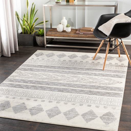 Surya Pisa PSS-2306 7'10"x10' Rug, Medium Gray/Light Gray/Ivory