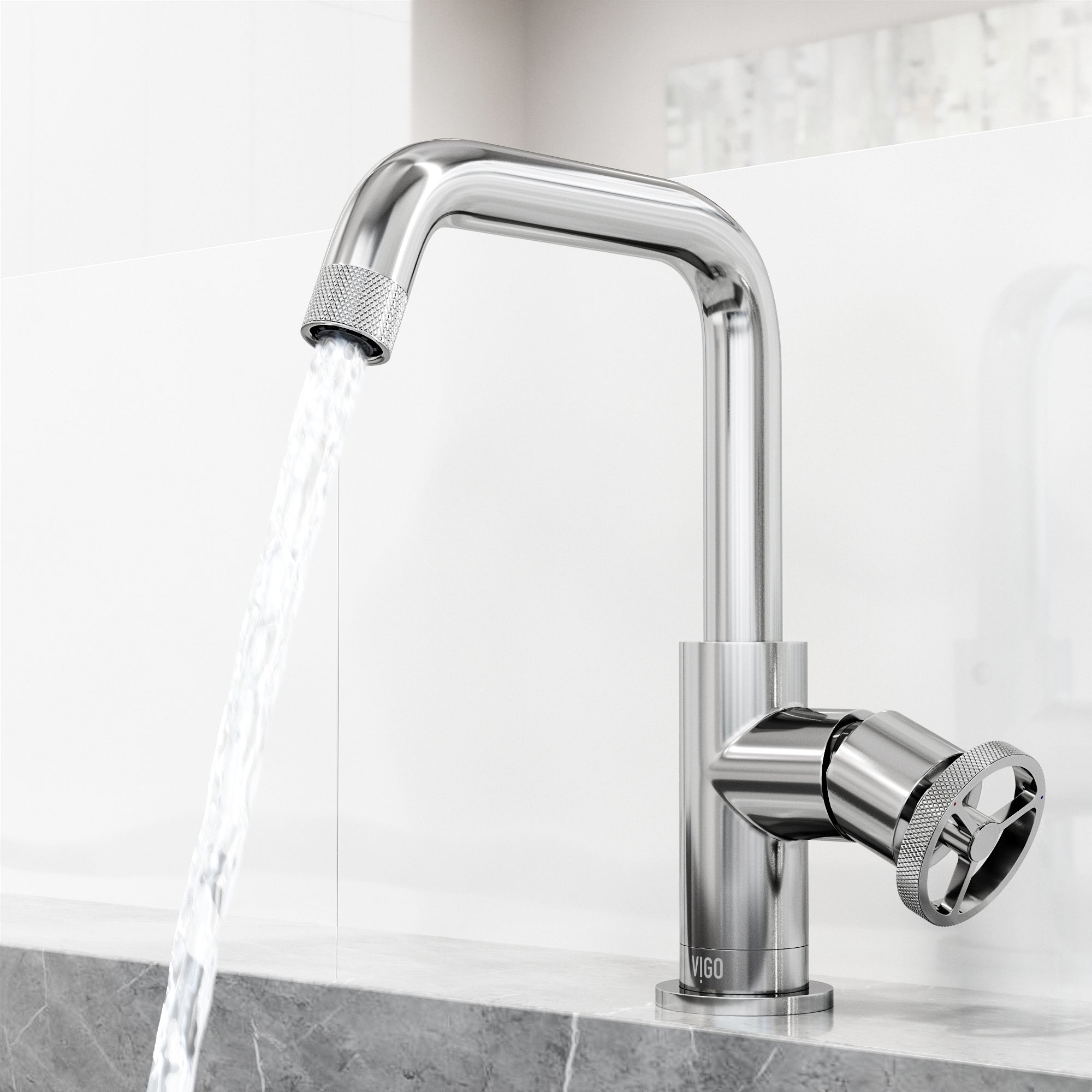 VIGO Cass 9" H Single Handle Single Hole Bathroom Faucet, Chrome, Without Extras