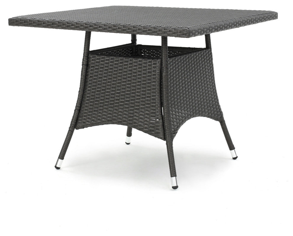 GDF Studio Colonial Outdoor Gray Wicker Square Dining Table