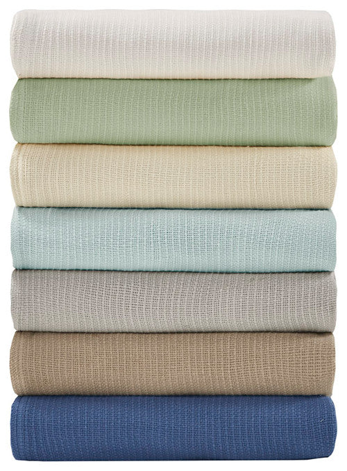 Madison Park Freshspun Basketweave Cotton Blanket, Green