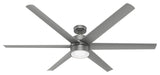 Hunter 72" Solaria Outdoor Matte Silver Ceiling Fan With LED Light and Remote