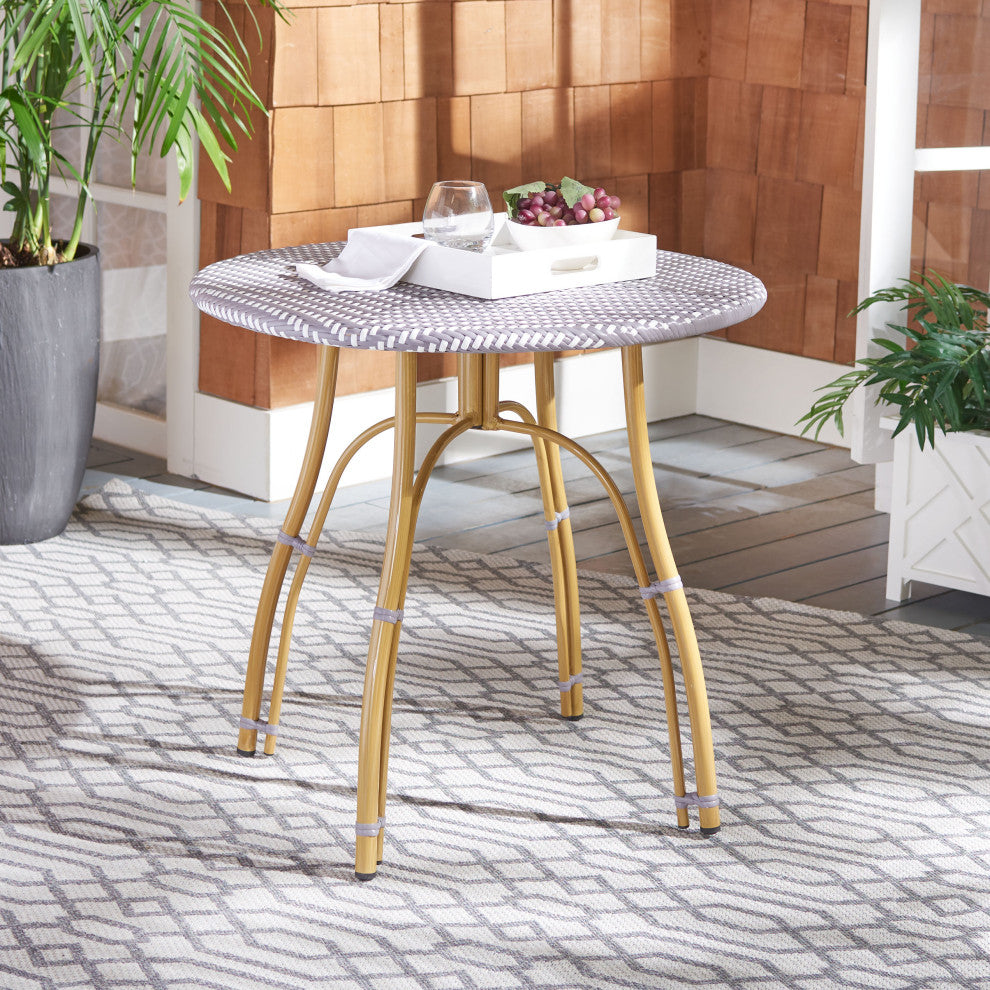 Safavieh Kylie Rattan Bistro Table, Grey/White