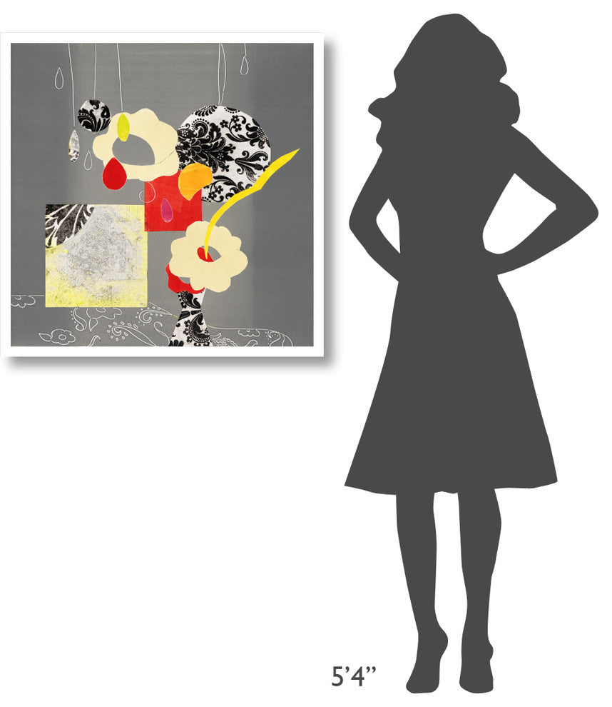 "Still Life with Damask and Citrus" Paper Print by Joan Elan Davis, 32"x32"