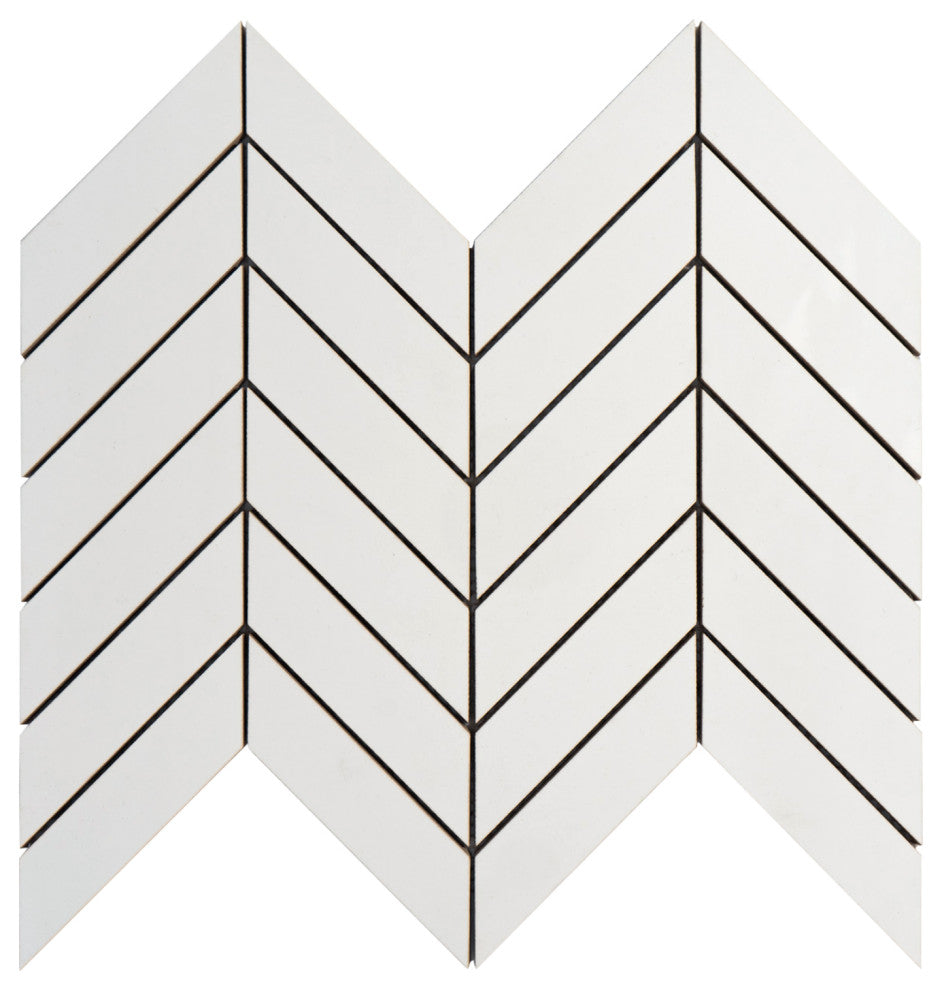 Chevron 11.8"x11.8" Herringbone Snow Porcelain Wall & Floor Mosaic Tile
