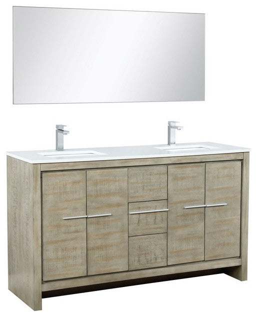 Lafarre Contemporary  60" Rustic Acacia Double Sink Bathroom Vanity Set, Labaro