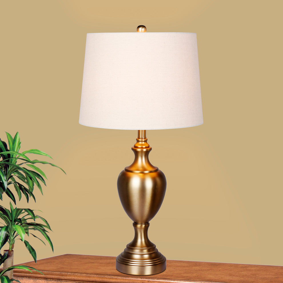 Urn Metal Table Lamp, Plated Antique Gold, 30"