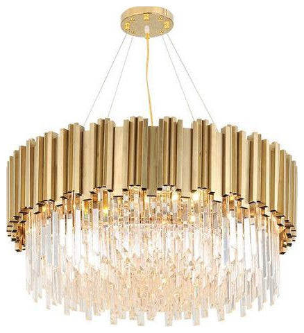 Gio Gold Plated Crystal Chandelier, Diameter 40"
