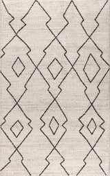 Alia Moroccan Beni Souk Area Rug, Cream/Black, 5 X 8