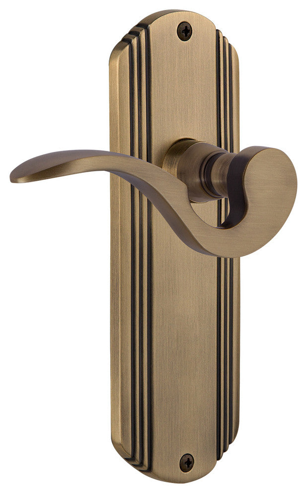 Deco Plate With Manor Lever, Antique Brass, Passage, Non-Handed