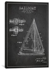 "Sailboat Charcoal Patent Blueprint" by Aged Pixel, 40x26x1.5
