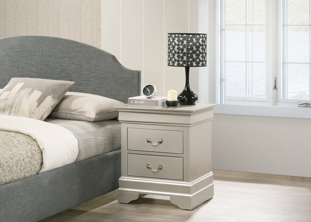 Louisphillipe Nightstand, Silver Champagne