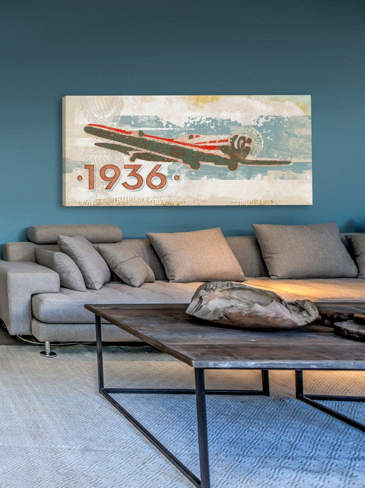 "Vintage Plane 1936" Painting Print on Wrapped Canvas