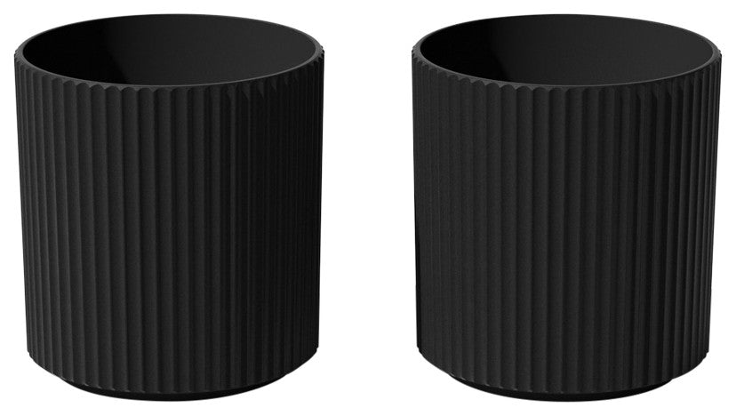 Veradek Demi Series Planter, Black, 16", 2 Pack