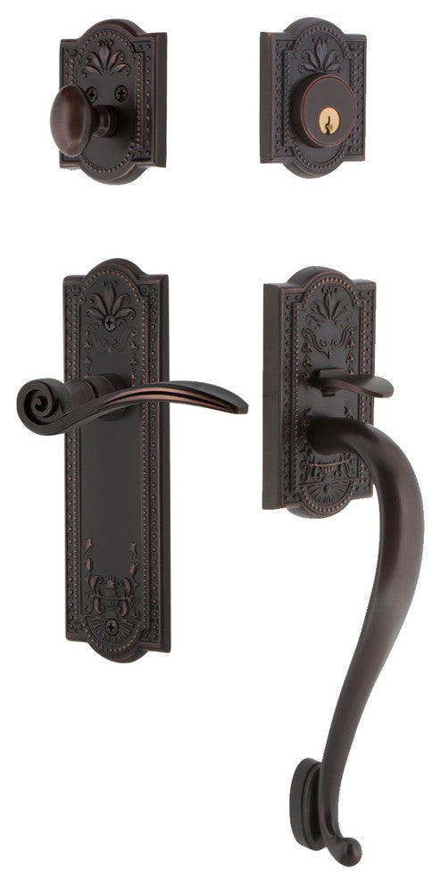 Meadows Plate S Grip Entry Set Swan Lever, Timeless Bronze, 2-3/8", Left